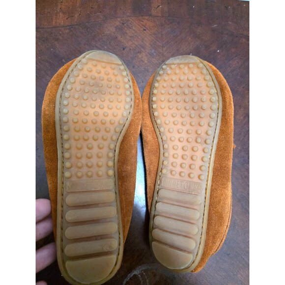 Minnetonka Brown Suede Moccasins Southwestern Patterned Toe Design  Size 7 - Picture 8 of 9